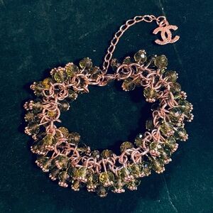 Vintage Chanel Green Beaded Cha Cha Bracelet